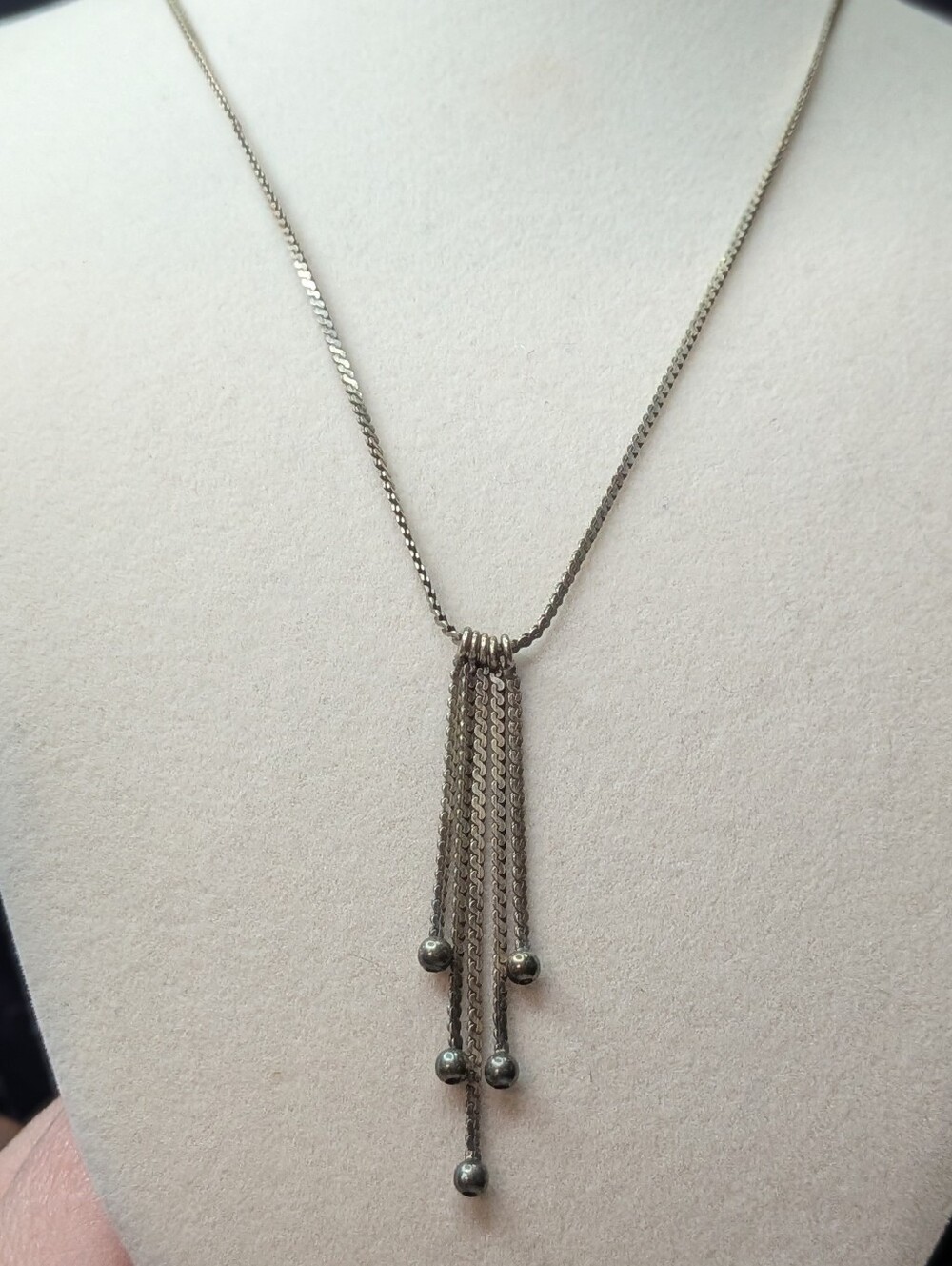 Classic 925 Sterling Silver Tassel Pendant Necklace - Women Jewelry